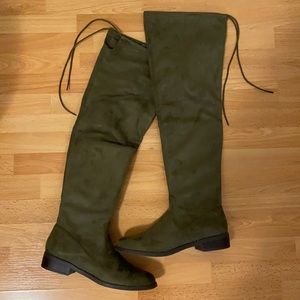 Olive thigh high boots